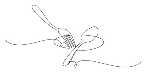 continuous line drawing of cutlery 1 © Is