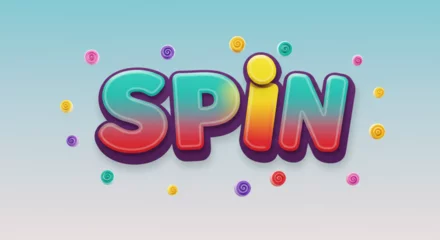 Fotobehang Positive Typography Colorful Spin Text Effect Fun, Playful 3D Typography Design  © Pan