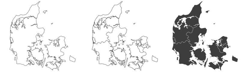 Denmark map – vector illustration of regions and political borders