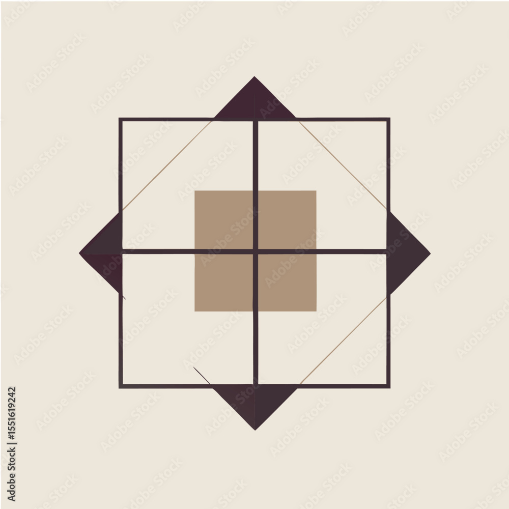 Aufkleber abstract geometric composition featuring squares triangles and linear elements