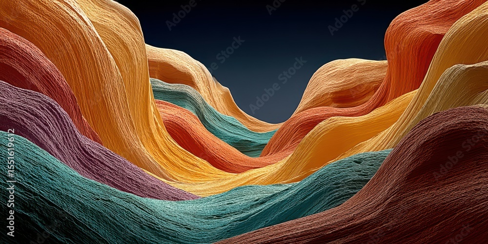 Aufkleber colorful undulating landscape of waves created by vibrant textures in a surreal setting