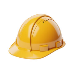 Fototapeta premium Realistic render of a bright yellow hard hat for construction and safety purposes