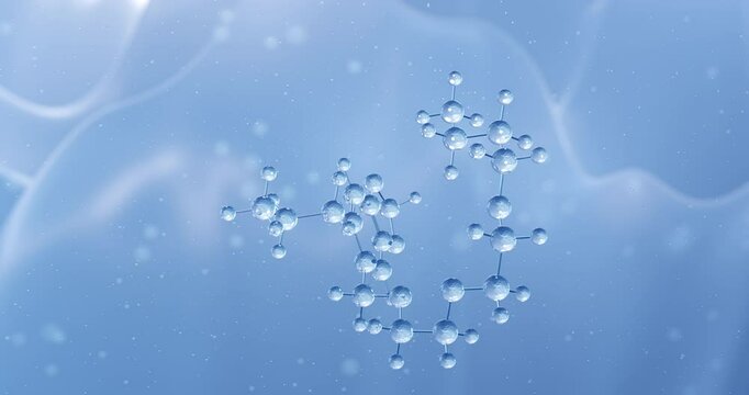 Piperonyl butoxide rotating molecular structure, 3d model of pesticide 

