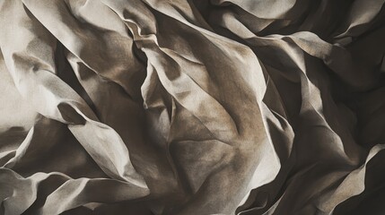 Obraz premium Abstract Beige And Brown Fabric Texture Close Up Of Draped Material