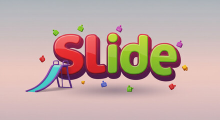 Fun Colorful Slide Game Engaging 3D Typography Design
