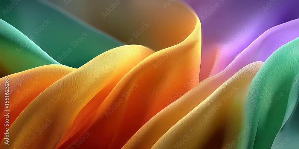 Poster colorful waves of vibrant fabric create a mesmerizing display of texture and light in soft gradients