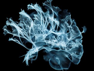 Abstract Blue And White Network Structure On Black Background