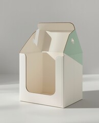 Clean packaging concept of standing open kraft-style box with exposed interior compartment
