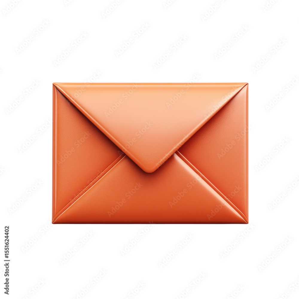 Poster orange envelope invitation message render business communication email on transparent background