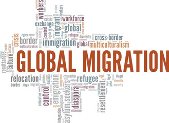 Global Migration word cloud conceptual design isolated on white background.