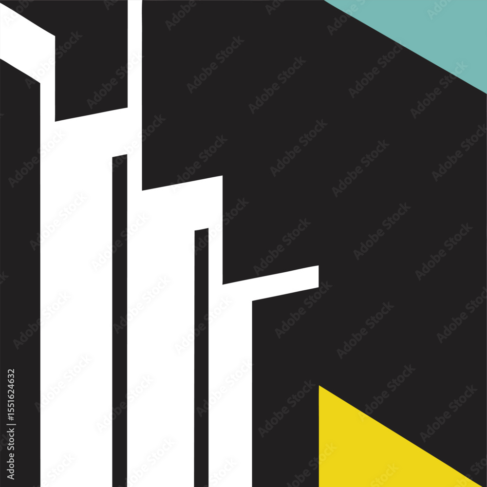 Aufkleber abstract geometric composition in modern style with bold shapes and color blocks