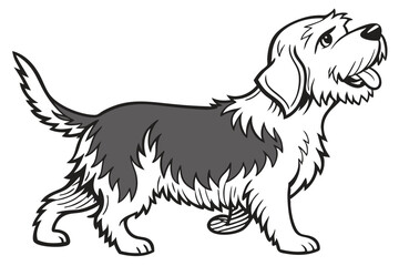 Cartoon Dog Illustration Whimsical Canine with Detailed Furry Texture Playful Character Design for Children's Books and Animal Lovers