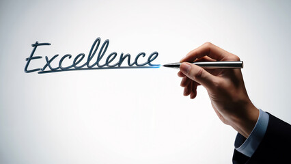 Concept of Excellence in Business Shown by Man’s Hand Writing in Midair