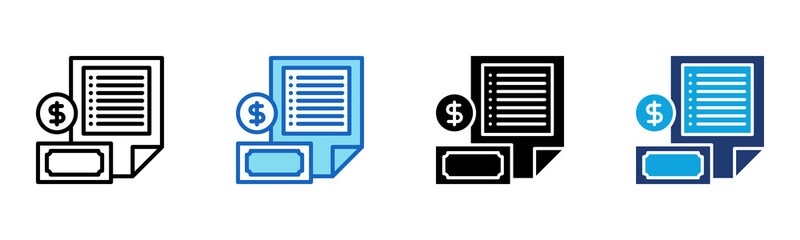 Expense Report icon Multi Style Vector Illustration