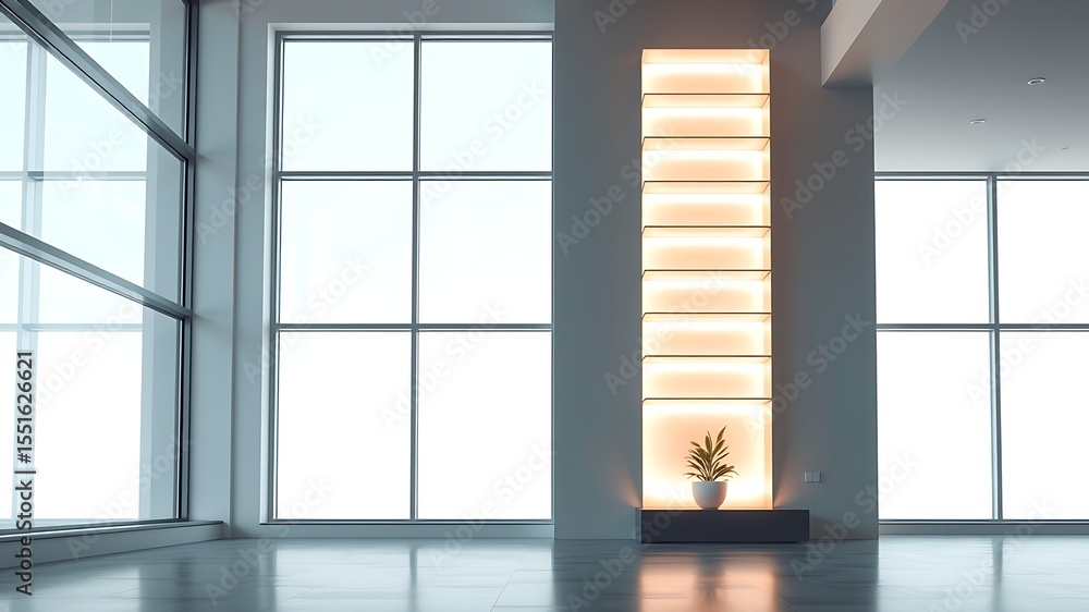 Canvas Prints modern office space with illuminated display shelves