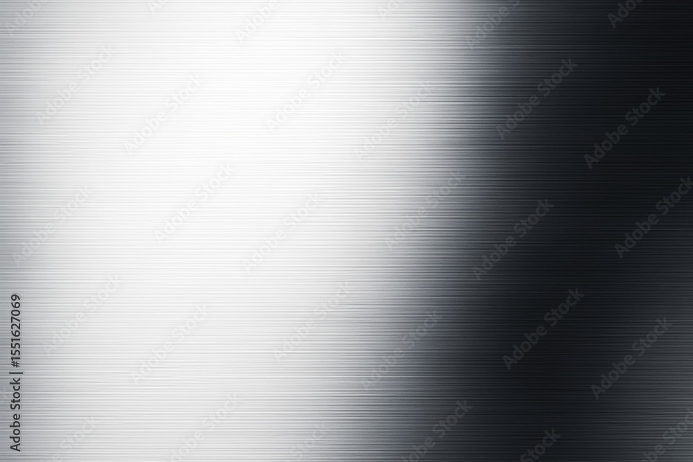 Poster Abstract brushed metal background with gradient light transition from white to dark gray, featuring subtle horizontal lines and modern graphic texture.