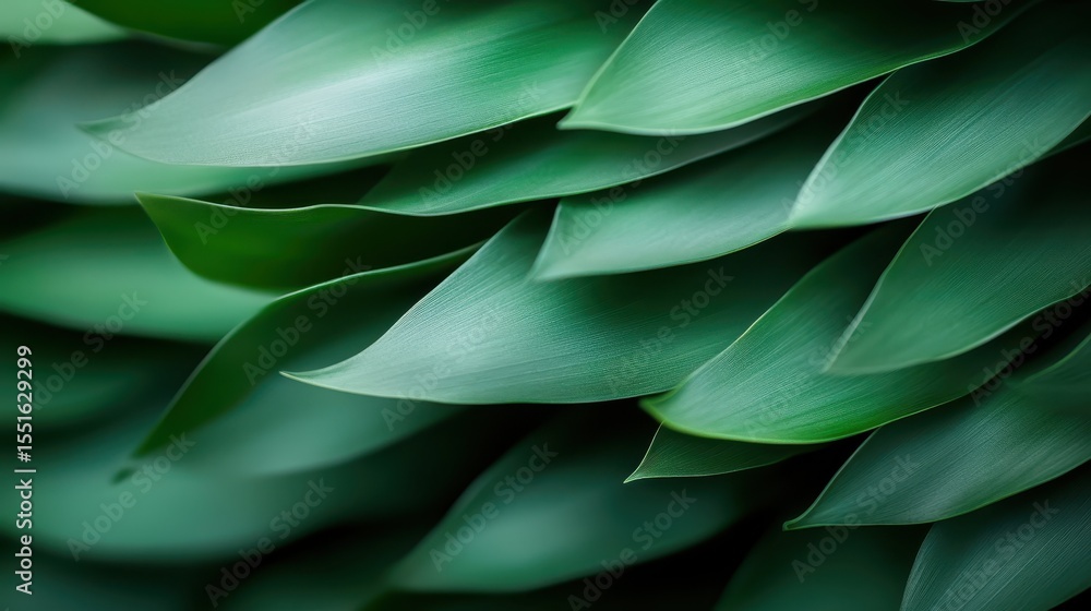 Poster an elegant close-up of overlapping green leaves, creating a soothing abstract background that symbol