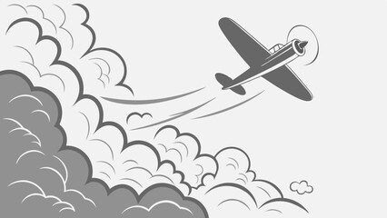 vector illustration of airplane on cloud