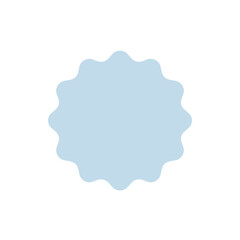 Light Blue Scalloped Shape with Rounded Edges Isolated on Transparent Background.