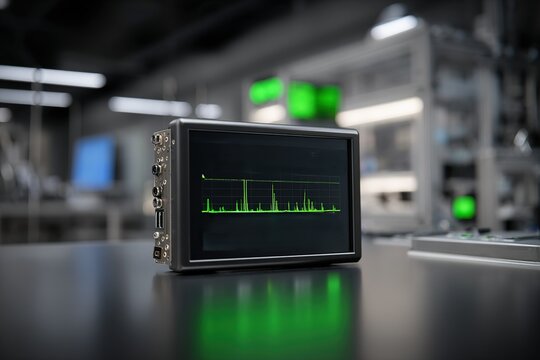 Monitoring equipment displays data in a modern laboratory setting during an experiment with electronic devices