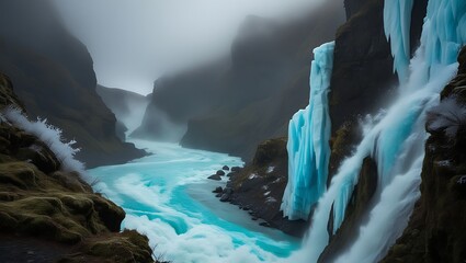 Icy Blue Waterfall