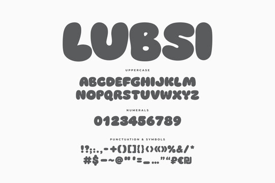 Lubsi is a chunky black bubble font with smooth edges, perfect for bold branding, stickers and punchy poster titles.