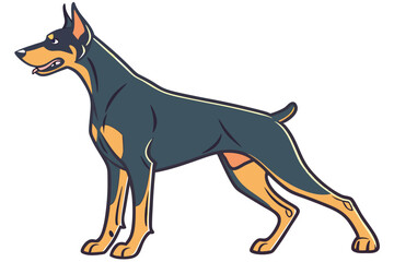 Elegant Doberman Pinscher Illustration Strong and Alert Dog with Cropped Tail and Ears Ready to Protect Its Owner