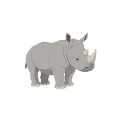 Naklejka premium Young Rhinoceros Profile View Grey Hues Simple Illustration.