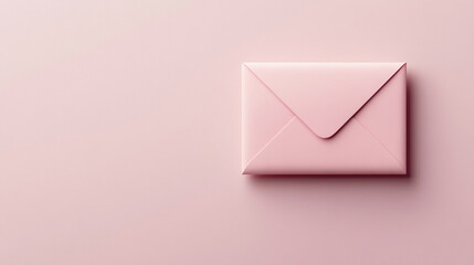 A pink envelope on a pastel pink background