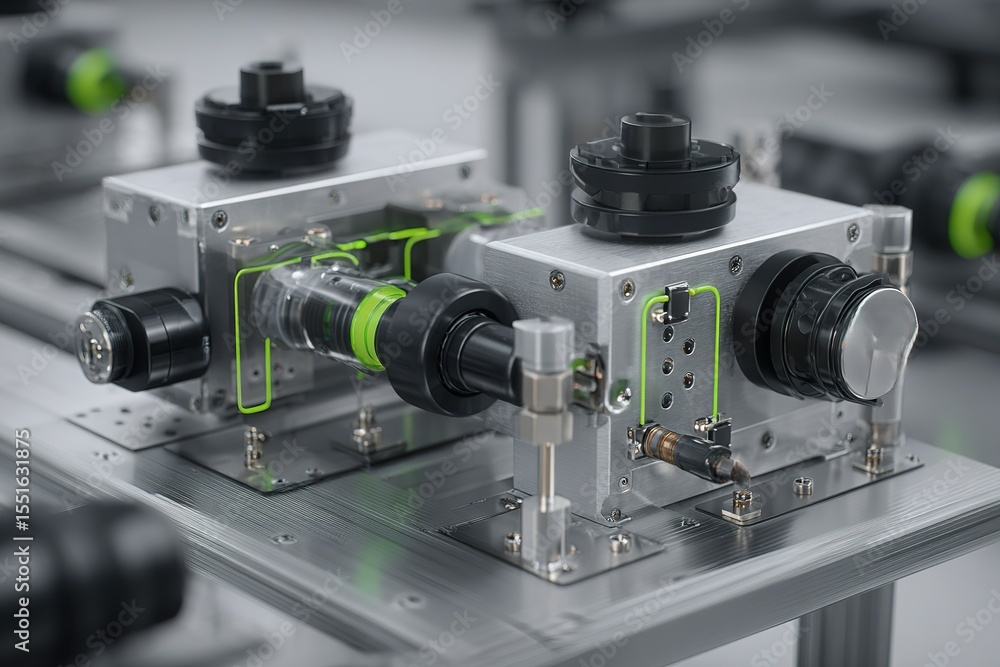 Aufkleber advanced robotic components on a production line in a high-tech facility showcasing intricate engine