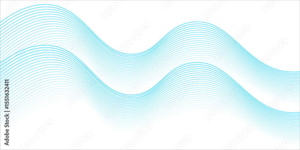 Poster abstract blue smooth wave on a white background. dynamic sound wave. design element. vector illustra
