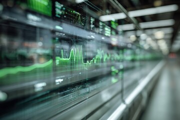 Financial data displayed on modern digital screens in a trading facility during market hours for investors and analysts to monitor trends