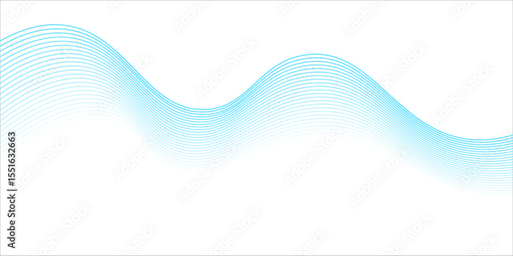 Aufkleber abstract blue smooth wave on a white background. dynamic sound wave. design element. vector illustra
