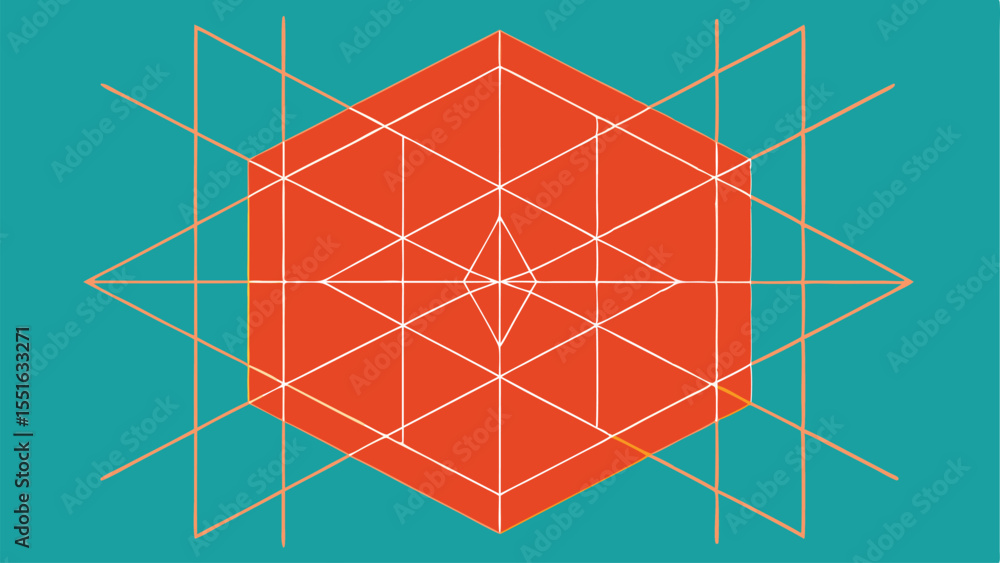 Poster abstract geometric design featuring hexagon and lines suitable for various design projects