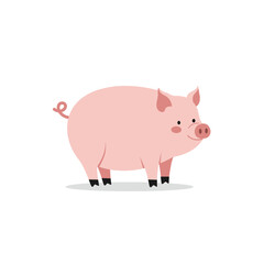 Fototapeta premium Cheerful Pink Pig Cartoon Illustration.