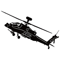 Silhouette image of a helicopter on a white background