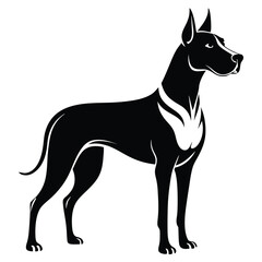 Striking Silhouette of a Great Dane Dog A Bold and Elegant Depiction of Canine Grace and Strength in a Minimalist Design