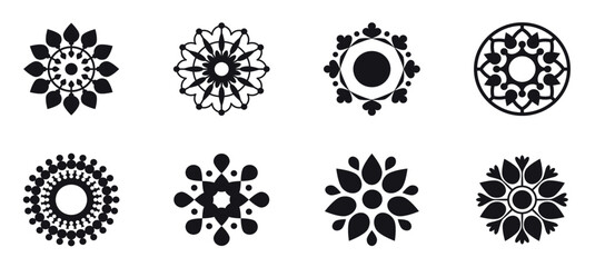 Fancy decorations and ornaments. Premium Vector Diwali holiday concept in flat style. Oriental festive decorative ornaments on an isolated background. Vector illustration