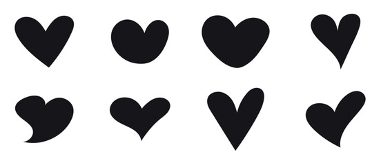 Heart Love Shape vector illustration Design, Hearts Shapes Icons. Flat icon set, Love icon Bundle Set Vector illustration