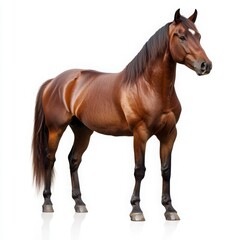 Obraz premium Brown Horse Studio Portrait Against White Background