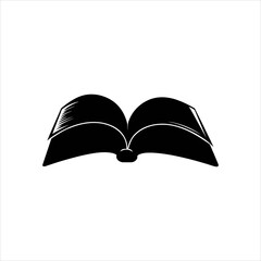 Black and White Book Icon – Vector Silhouette Design.
