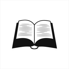 Book Vector Silhouette Icon on Black and White Background.