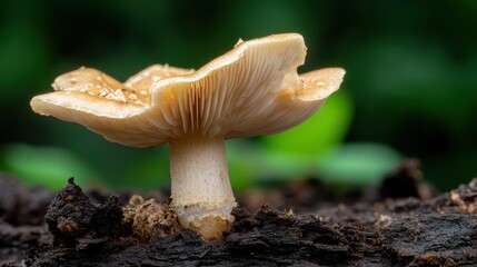 This stunning close-up of a mushroom showcases its intricate gills and texture, highlighting the beauty of nature and the intricate details often overlooked in the wild.
