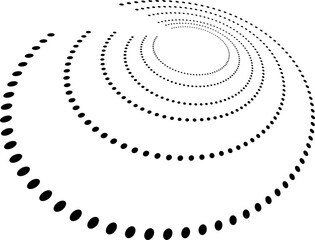 Abstract geometric pattern of concentric blue dotted circles with a radial gap. Futuristic, hypnotic design ideal for science, tech, or digital art-themed visuals.