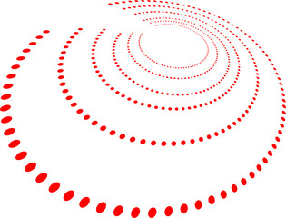 Abstract geometric pattern of concentric blue dotted circles with a radial gap. Futuristic, hypnotic design ideal for science, tech, or digital art-themed visuals.