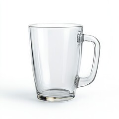 Clear Glass Mug With Handle On White Background