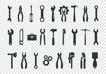 Wrench key icons set. Simple set of wrench key vectors 
icons for web design ona  white background
