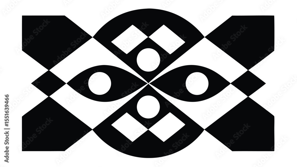 Poster abstract geometric design with contrasting shapes in black and white elements