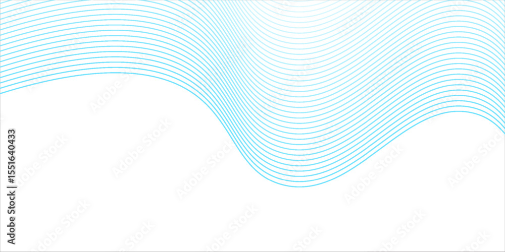 Poster abstract blue smooth wave on a white background. dynamic sound wave. design element. vector illustra