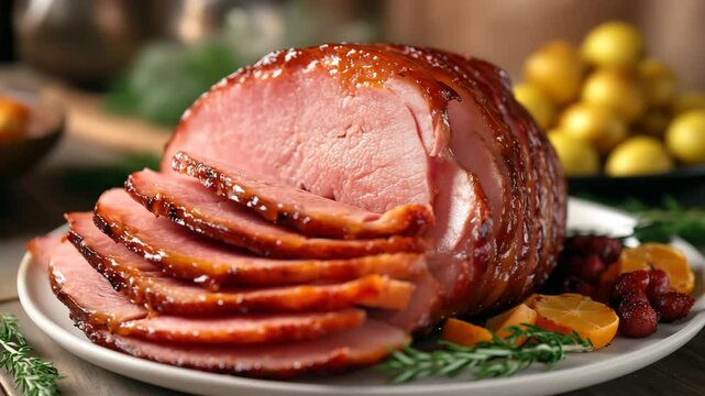 lamb chops with vegetables, meat, ham